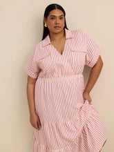 Pink Midi Tiered Utility Shirt Dress – Official Website