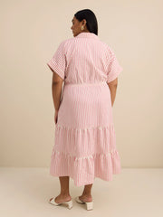 Pink Midi Tiered Utility Shirt Dress – Official Website