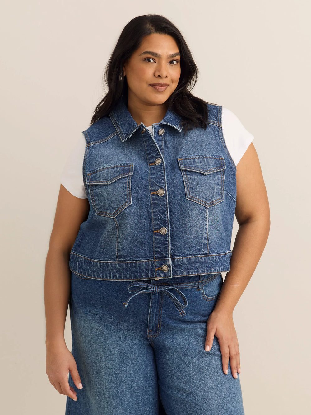 Medium dark blue denim