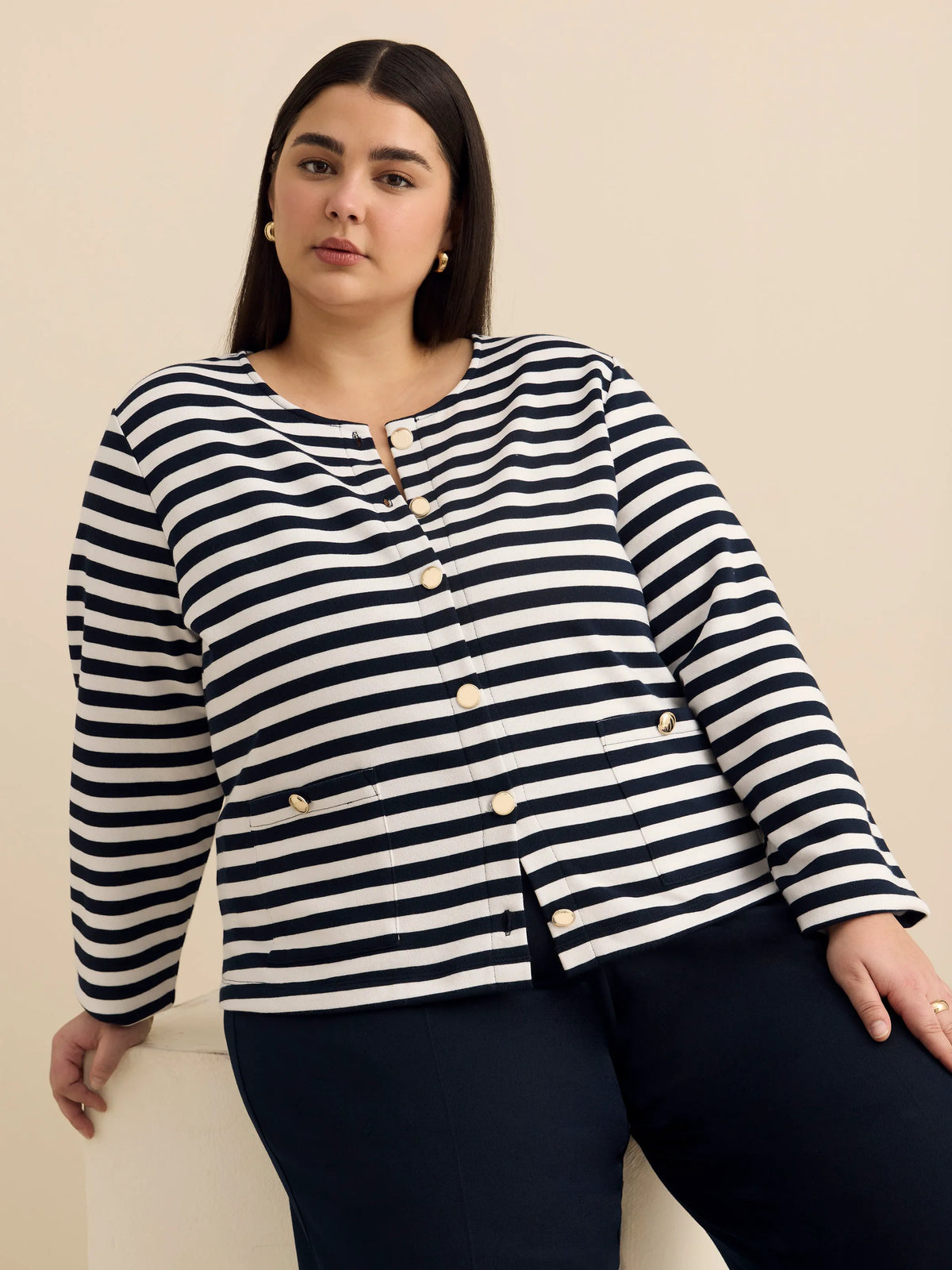 NAVY AND WHITE STRIPE