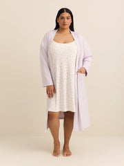 ti Voglio White Sleeveless Floral Print Pointelle Nighty