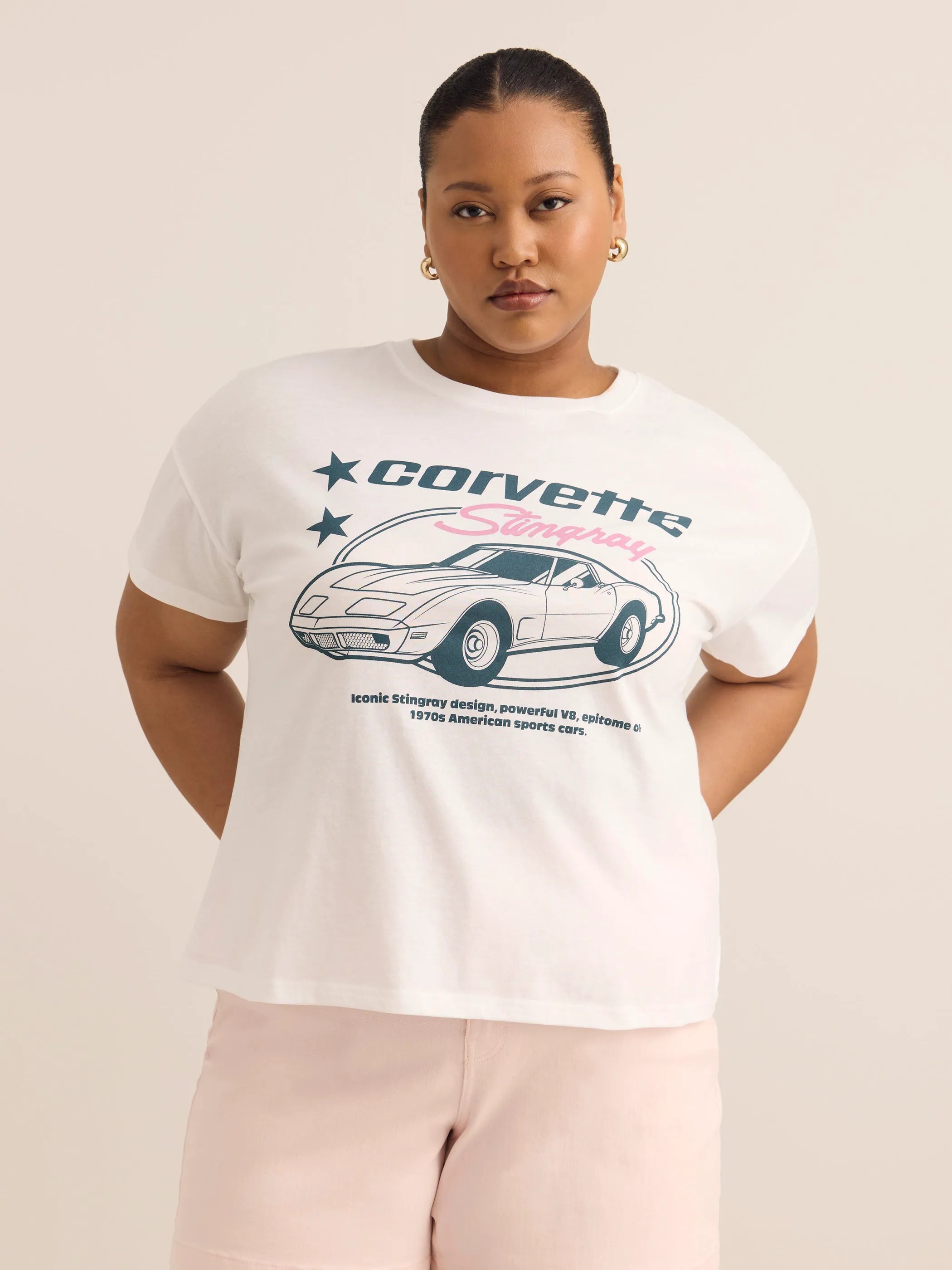 White printed Corvette