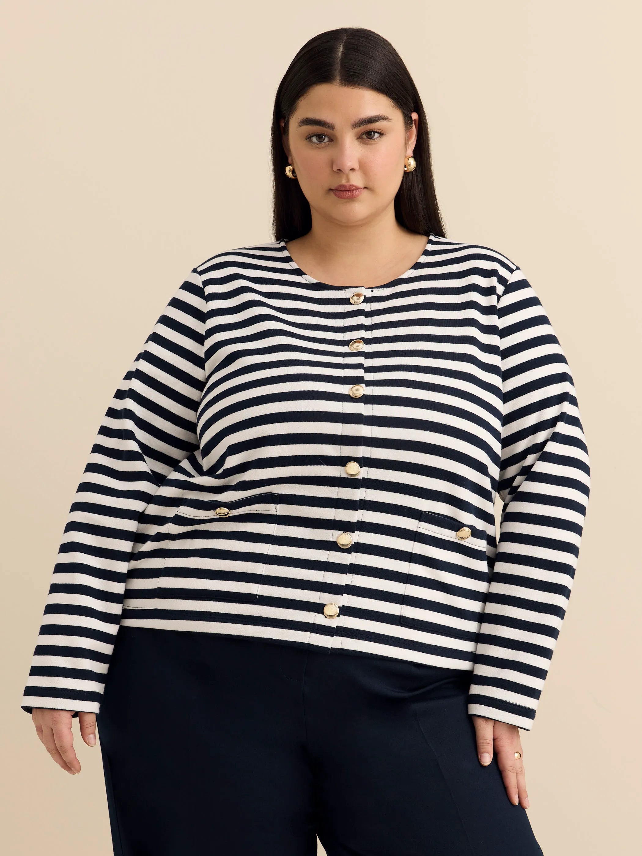 NAVY AND WHITE STRIPE