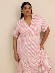 Pink Midi Tiered Utility Shirt Dress – Official Website