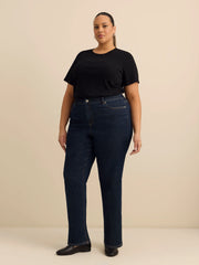 Ribbed Curvy-Fit Crewneck Tee – Women's Plus Size Top