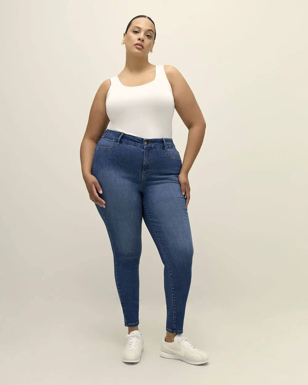 Dark medium blue denim