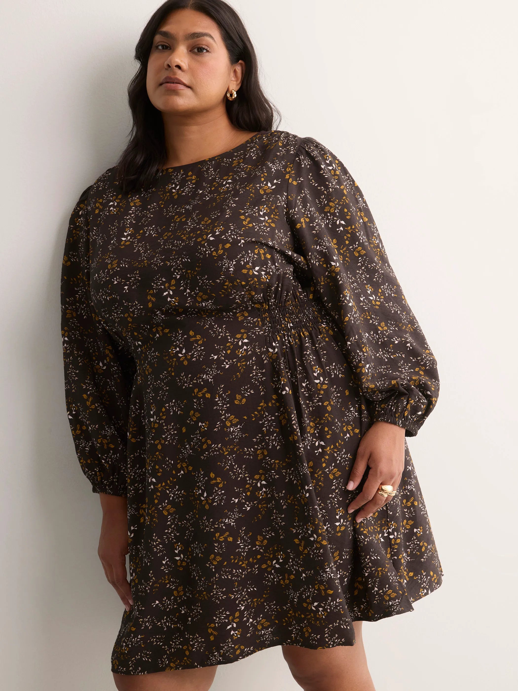 Long-Sleeve Fit-and-Flare Dress