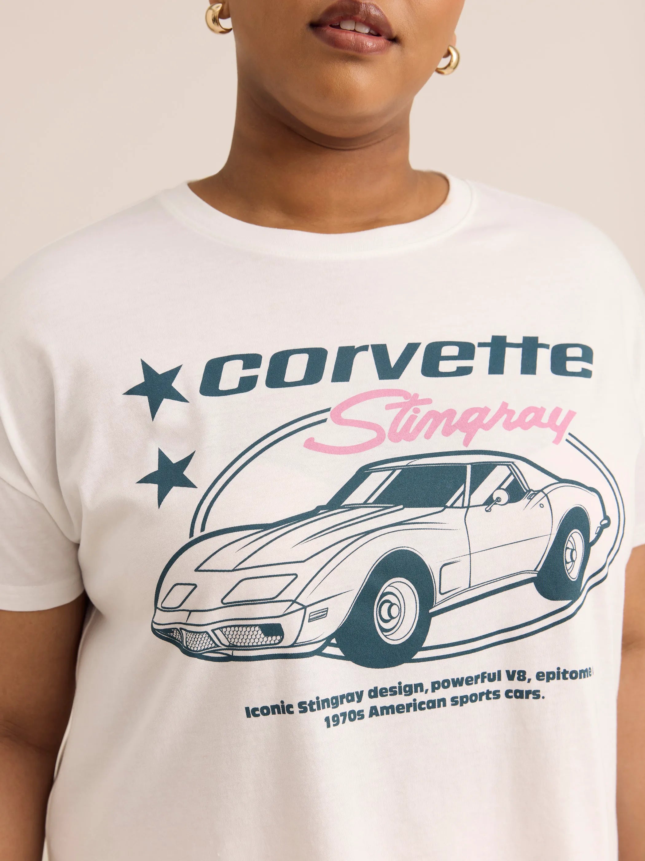 White printed Corvette